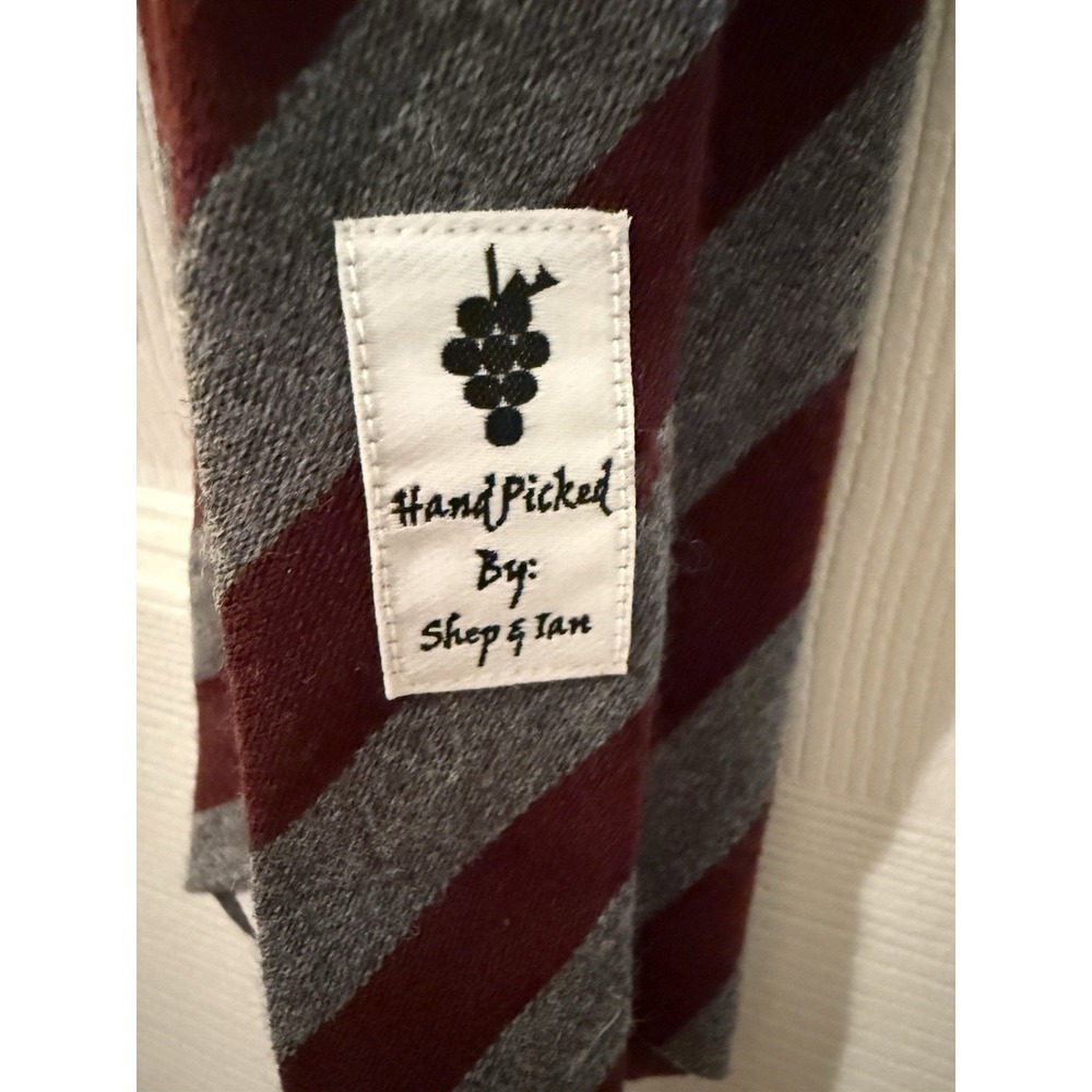 Vineyard Vines Heathered Grey Maroon Striped Wool Tie Shep & Ian NWT - Picture 5 of 6